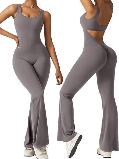 Nigikala Nigikala Women's Sleeveless Horn Jumpsuit Sexy Bare Back Vest Tightening Hip Yoga Jumpsuit