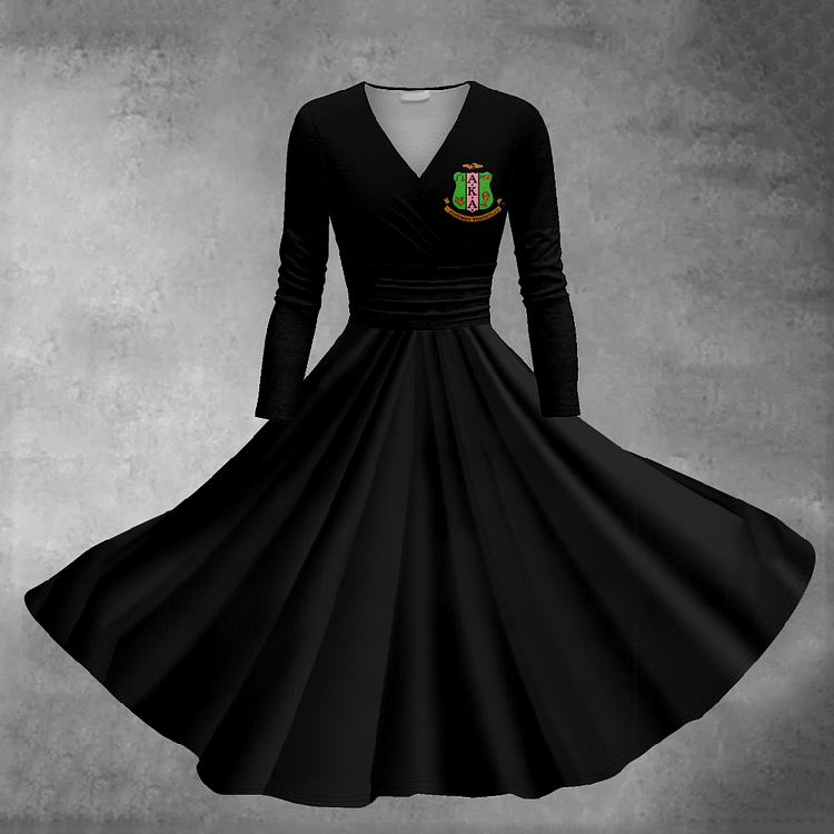 New V-neck long sleeve midi dress