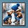 (US Local)Paint By Numbers Kit On Canvas DIY Oil Art Boy Dog Picture Home Decor40x40cm