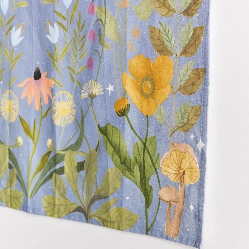 Moon flowers Tapestry Celestial Floral Wall Tapestry Wall Hanging Hippie Flower Wall Carpets Dorm Decor Starry Sky Carpet