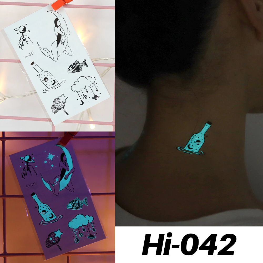 Sdrawing Luminous Tattoo Hand Finger Starry Star Universe for Kids Fake Tattoo Glowing In Dark Waterproof Temporary Tattoo Stickers
