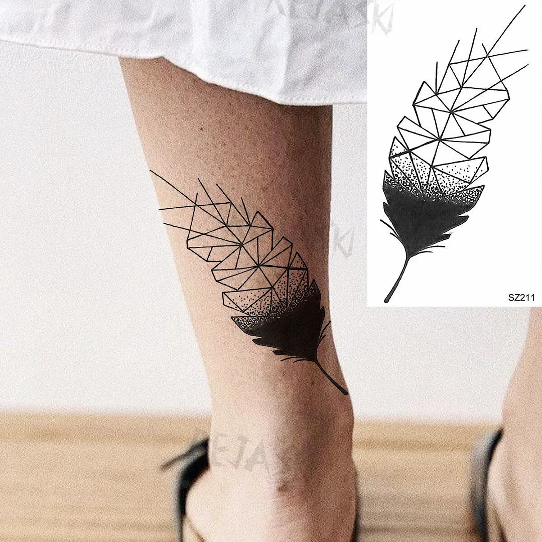 Small Henna Lotus Sexy Back Temporary Tattoos For Women Adult Feather Dandelion Fake Tattoo Body Art Waterproof Tatoos Sticker
