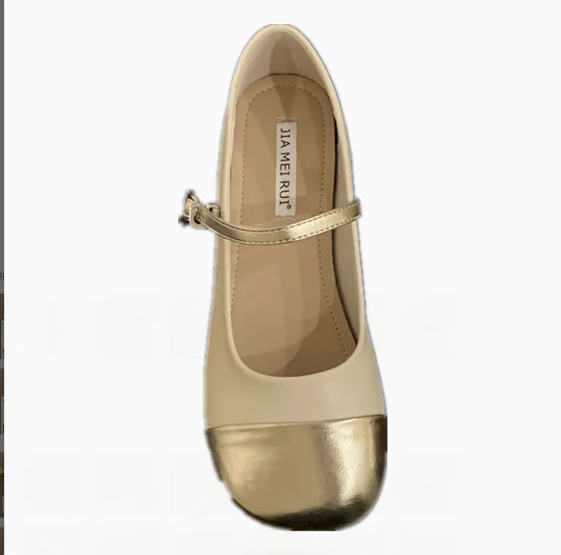 Churchf Churchf Head Flat Sole Single Shoes Shallow Mouth 2023 New Leisure Soft Soles Small Leather Shoes Buckle One Foot Mary Jane Shoes Girl