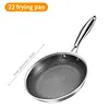 304 Stainless Steel Frying Pan With Handle Universal Steak Cooking Pot Non-Coated Single Sided Honeycomb Skillet Suitable for Fried Egg Steak
