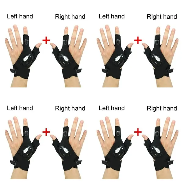 LED Flashlight Waterproof Gloves - Practical Durable Fingerless Gloves