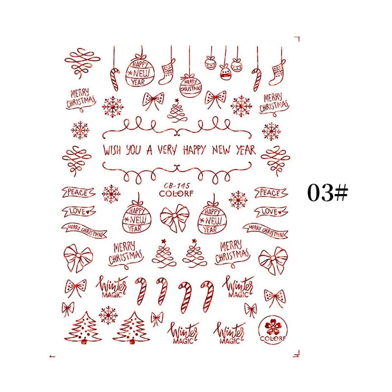 1 Sheet Christmas 5D Nail Stickers Gold And Sliver Snowflakes Transfer Nail Decals Slider Decoration For Manicuries