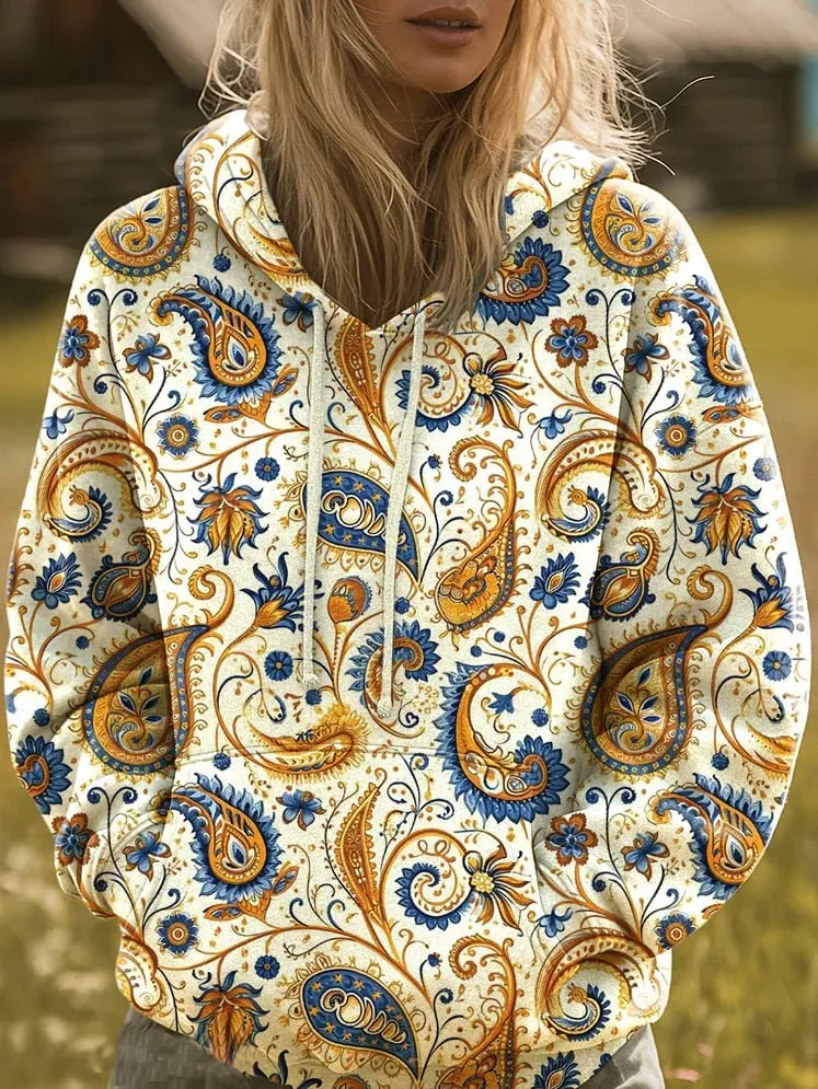 Women's Vintage Art Print Hoodie 