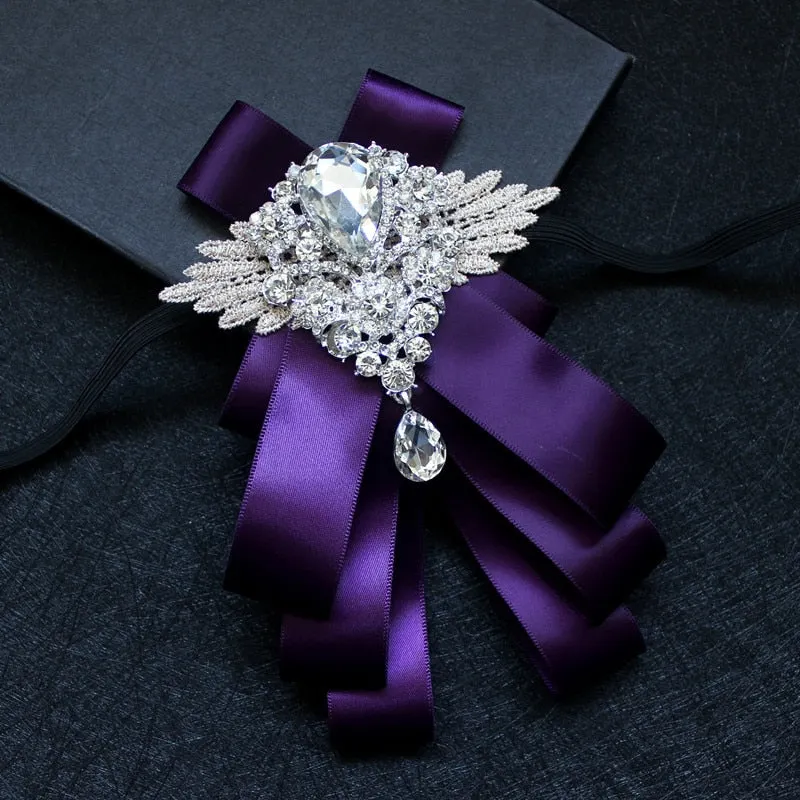 High-grade Handmade Diamond British Style Bow Ties Groom Groomsman Dress Suit Rhinestone Bowtie for Men Wedding Accessories