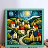 Colorful Houses - 14CT Stamped Cross Stitch - 40*40cm