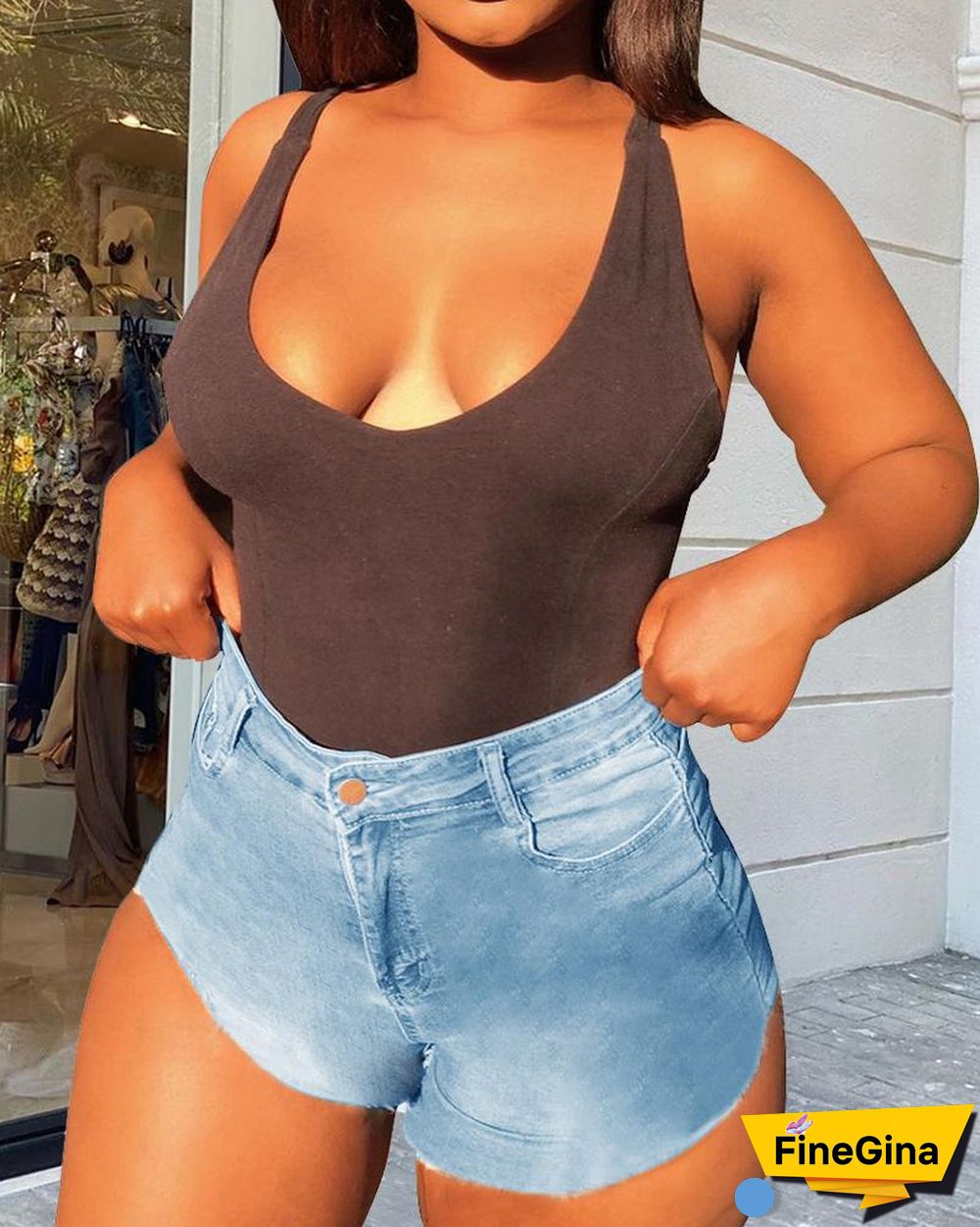 Plain Bodycon Sexy Denim Shorts