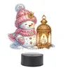 (US Local)Acrylic Double Sided Xmas Snowman 5D Diamond Painting Night Light for Tabletop