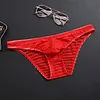 Men's Low Waist Breathable Striped Ultra Thin Transparent Ice Silk Briefs