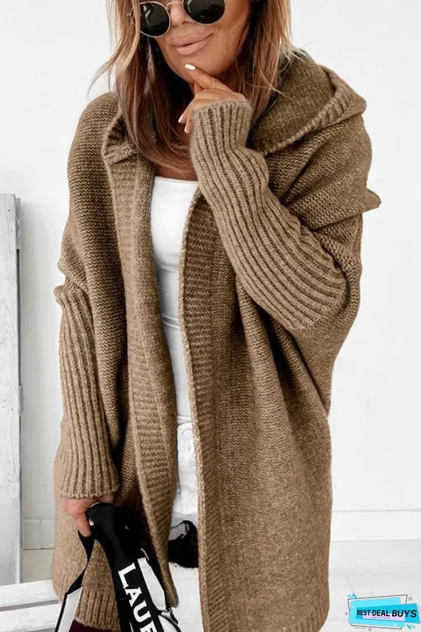 Fall for Nyc Solid Hooded Casual Cardigan