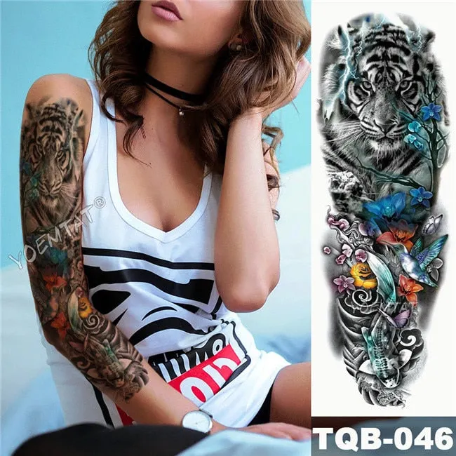 Large Arm Sleeve Tattoo Owl Angel Rose Waterproof Temporary Fake Tatoo Sticker Skull Fox Wings Men Women Full Totem Tatto Artes