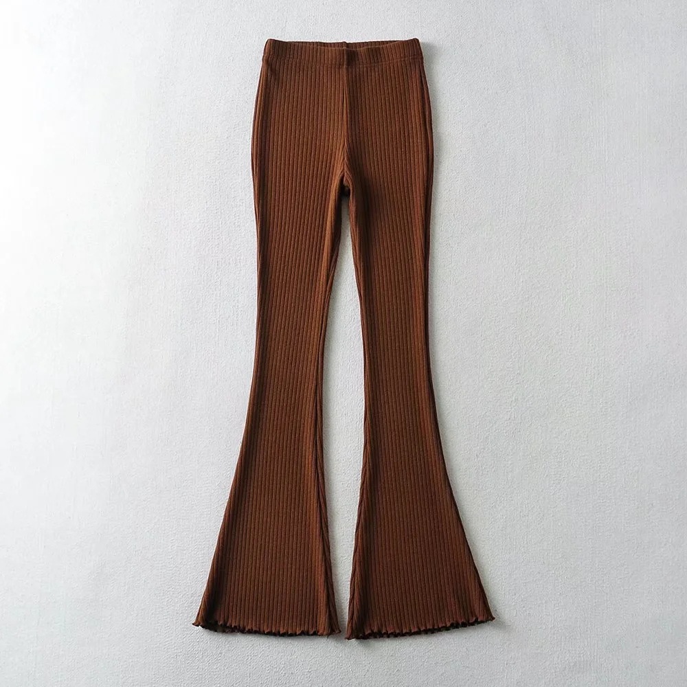 Ootddress Solid Knitted High Waist Flare Pants For Women Ribbed Casual Leggings Female Stretchy Bodycon Trousers Fashion Streetwear 13 Ootddress Solid Knitted High Waist Flare Pants For Women Ribbed Casual Leggings Female Stretchy Bodycon Trousers Fashion Streetwear