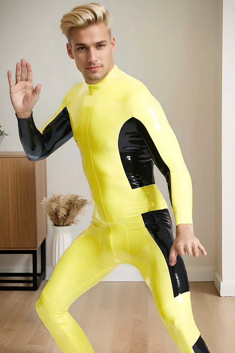 Men Latex Catsuits Bruce Lee Yellow cosplay
