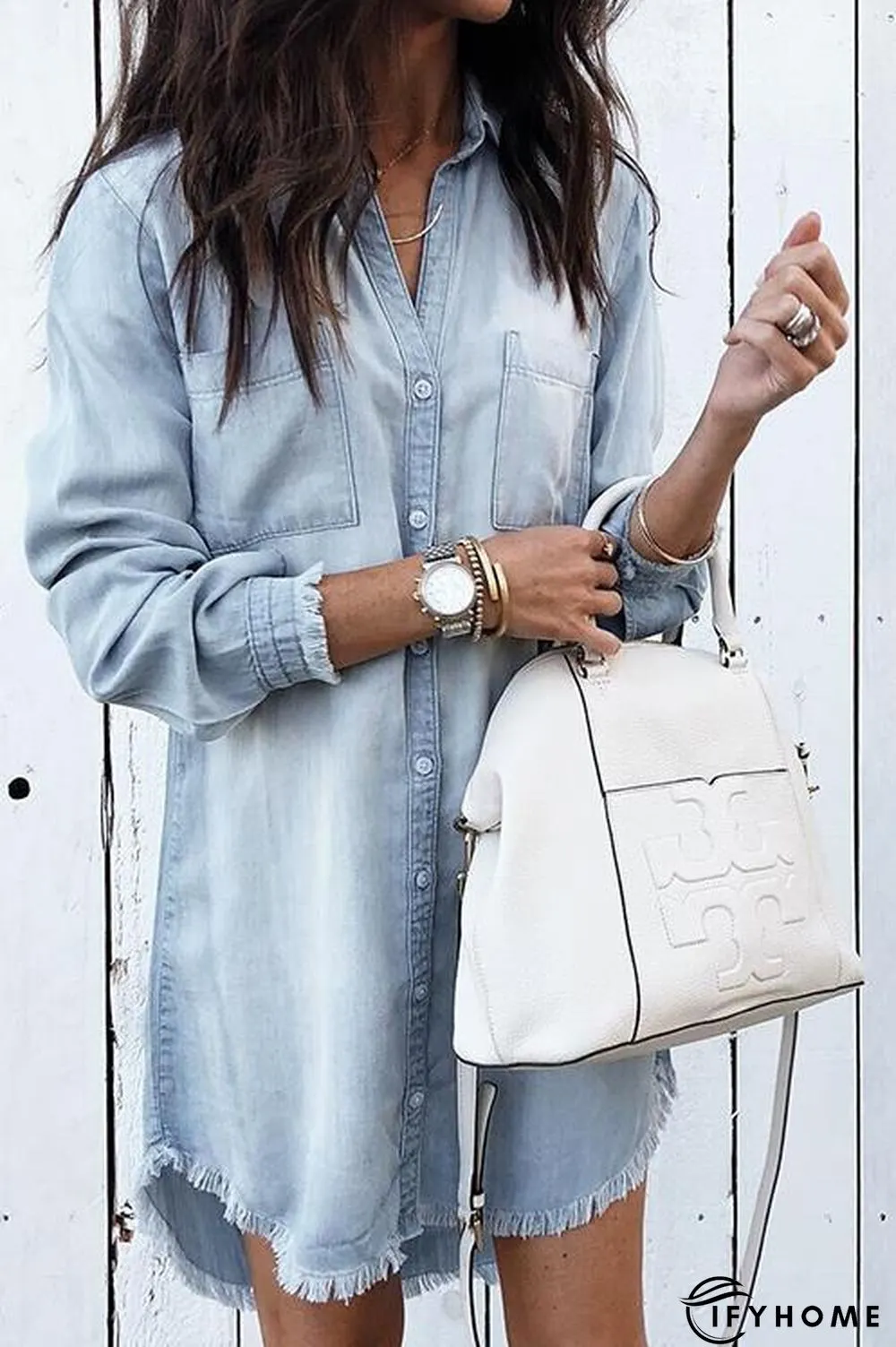 Denim Shirt Dress Overcoat | IFYHOME