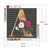 Flower Alphabet A - Full Round Diamond Painting 30*30cm