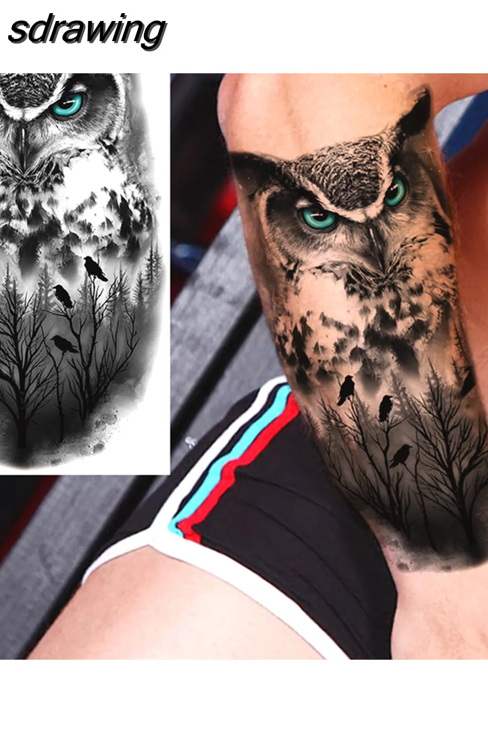 sdrawing Realistic Black Devil Temporary Tattoos For Men Adult Tiger Pirate Skeleton Vampire Fake Tattoo Forearm Scary Tatoo Joker