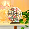 Flower Cross Diamond Painting Unique Wooden Rotating Calendar for Home Office