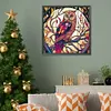>SALE<5D DIY Full Round Drill Diamond Painting Stained Glass Owl Home Decor 30x30cm