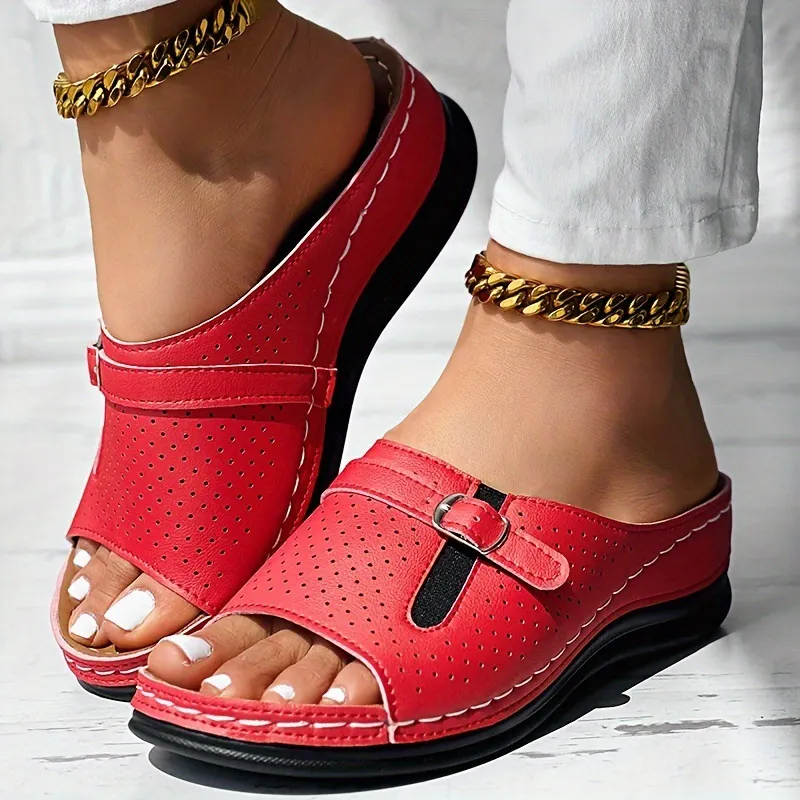 Breakj Breakj Summer New Large-Size Lady Thick-Soled Sandals Belt Buckle Decoration Light And Comfortable