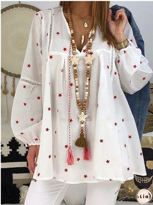 Loose Lace Stitching Hollow Top for Women