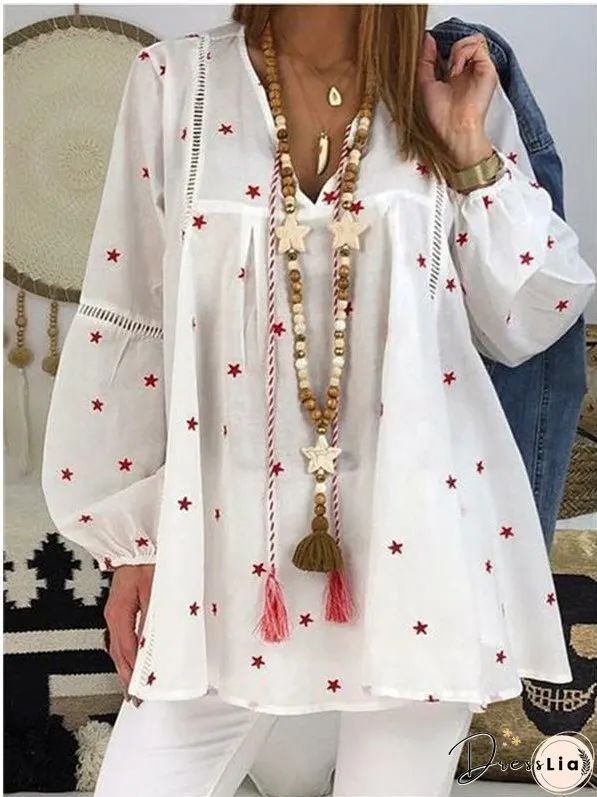 Loose Lace Stitching Hollow Top for Women