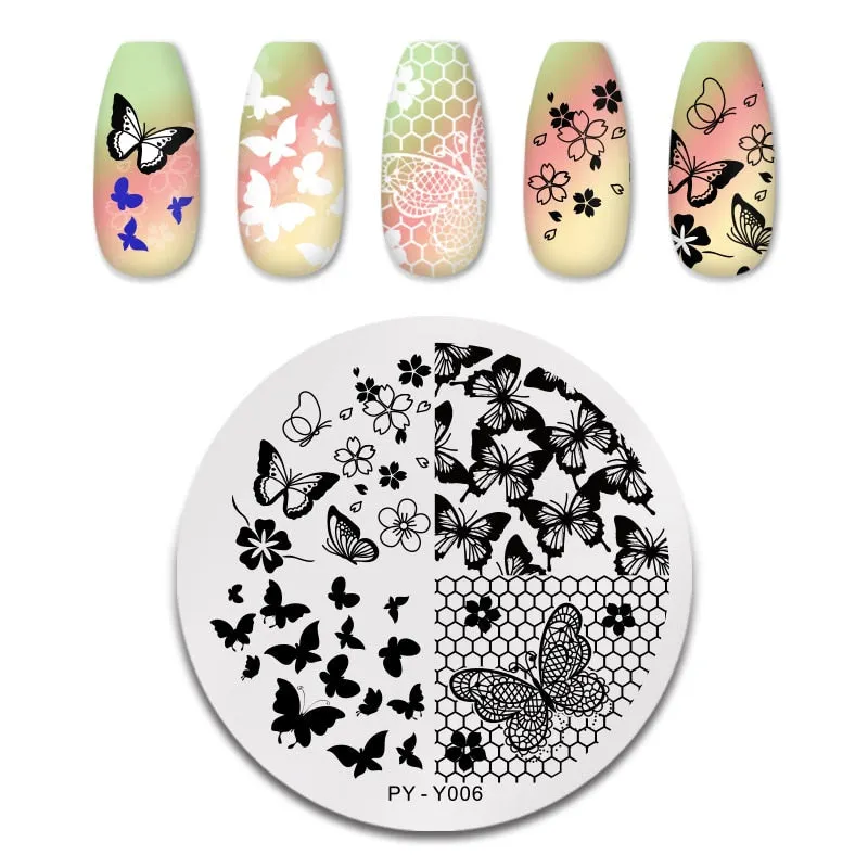 PICT YOU Nail Stamping Plates Flower Plant Pattern Nail Art Plate Stencil Stainless Steel Line Pictures Theme Image Plates Mold-Nail Inspo
