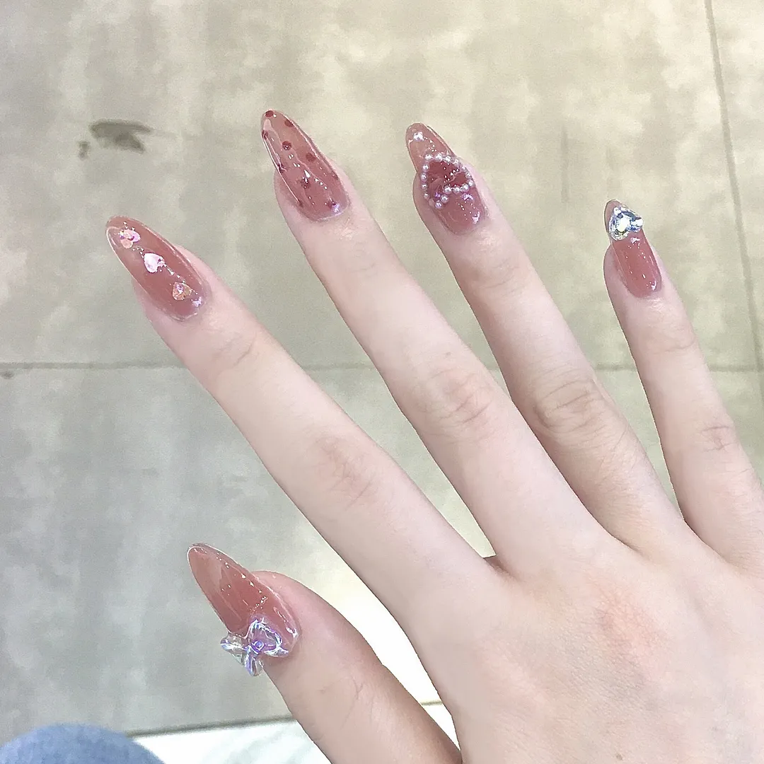 24pcs Butterfly Nail Patch Glue Type Removable Long Paragraph Fashion Manicure Wearable False Nails Patch With Glue Fake Nails-Nail Inspo