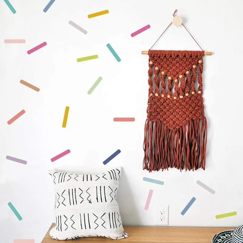 48pcs Colorful Candy Strip Wall Stickers Nursery Children Room Sprinkles Wall Decorations Furniture Wallpaper Decal Home Posters