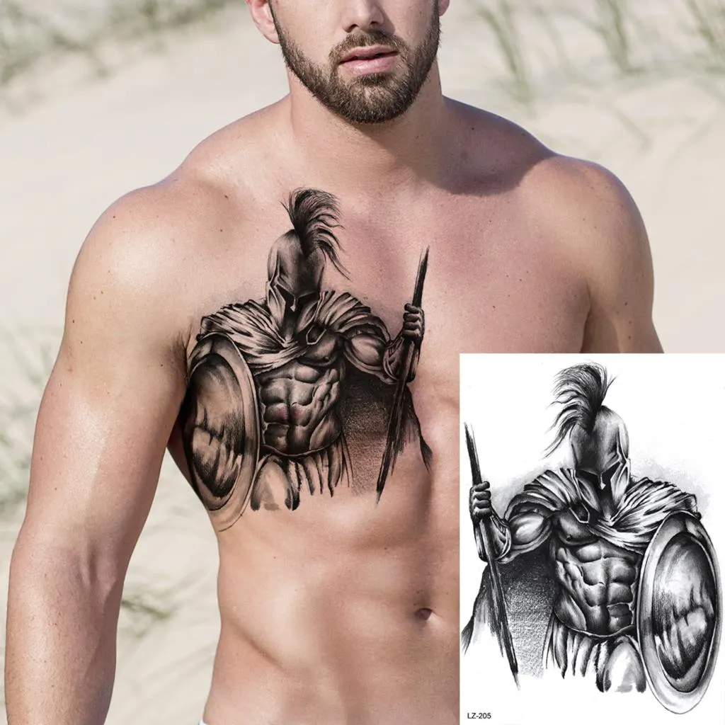 Sdrawing Large Anchor Back Octopus Pirate Skeleton Halloween Temporary Tattoos For Men Adult Compass Wings Fake Tattoo Stickers