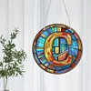 (Upgrade Size)DIY Double Sided Diamond Painting Alphabet Family Last Name Initial Sign Ornament with Chain Window Hanging Kit