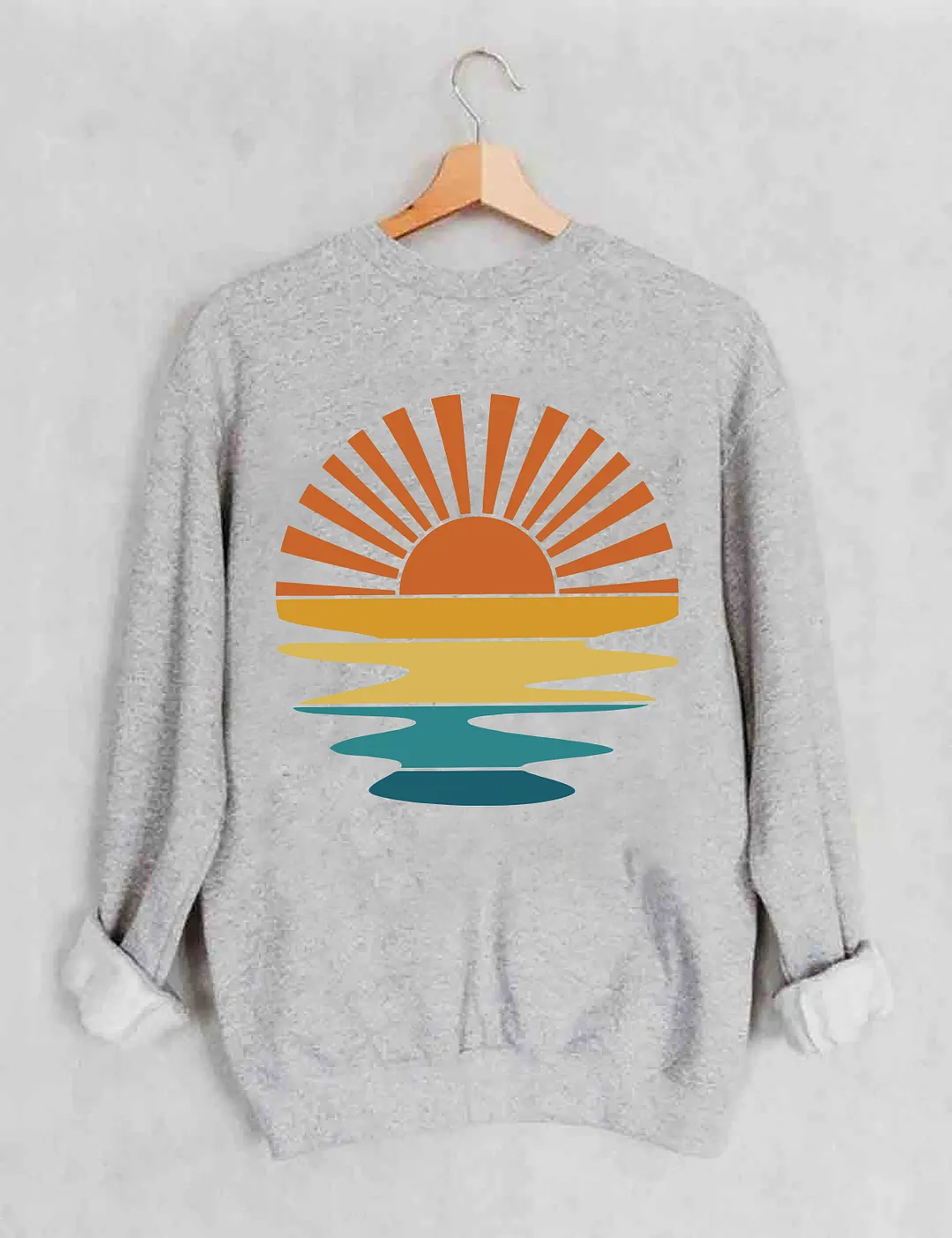 Retro Sunset Rays Wavy Sweatshirt
