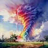 Rainbow Tornado - 11CT Stamped Cross Stitch - 40*40cm - Natural