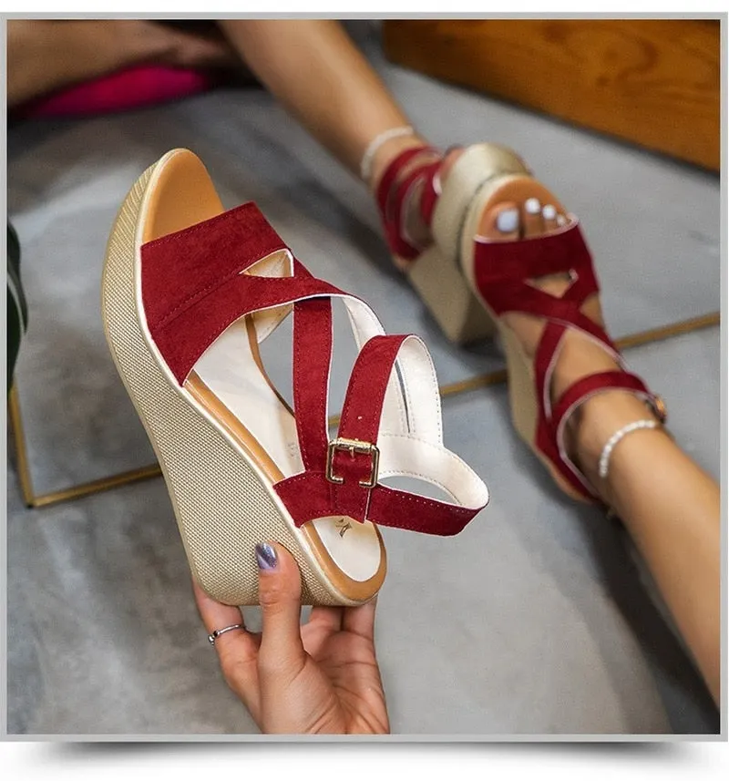 Lace Leisure Women Wedges Heeled Women Shoes 2022 Summer Sandals Party Platform High Heels Shoes Woman Zapatos De Mujer