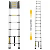 [US Local Warehouse] 4.4m Telescoping Ladder with 2 Triangle Stabilizers Portable Folding Loft Ladder