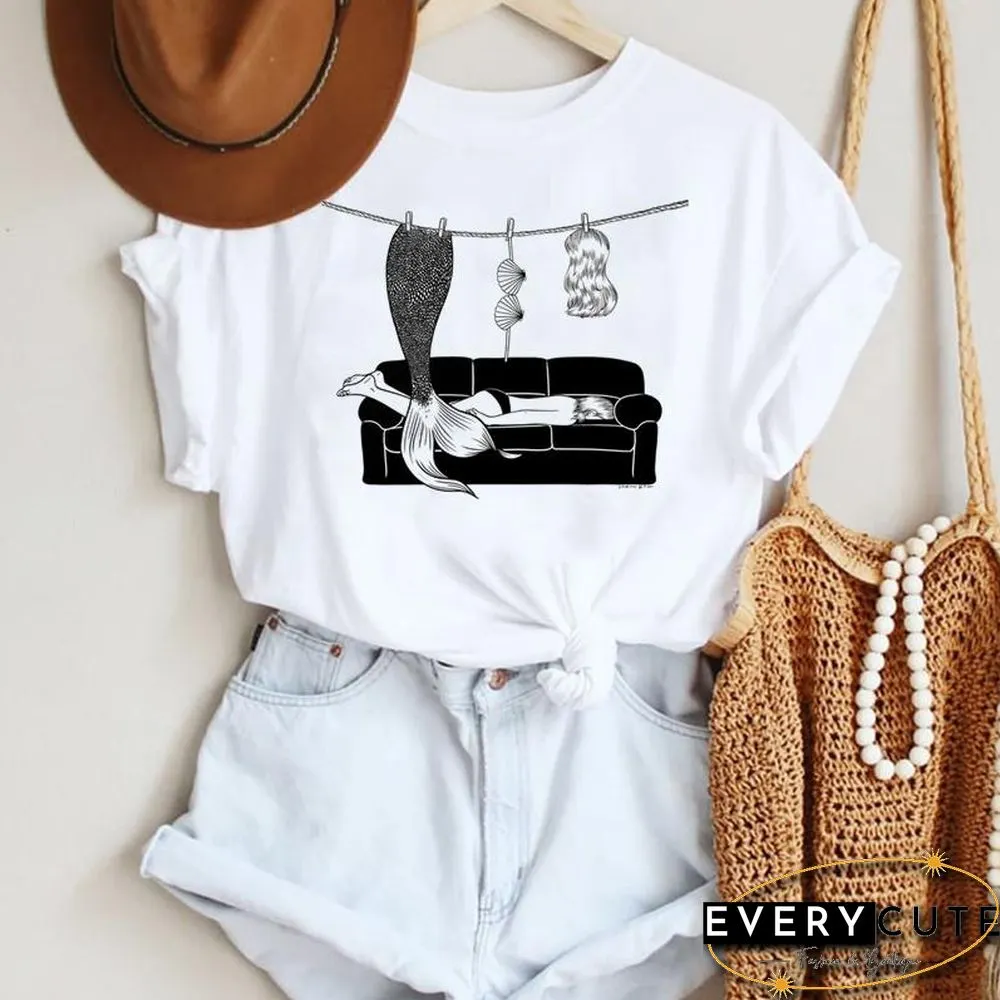 Women Cartoon Leopard Star Love Letter Trend 90S Fashion Summer Lady Print Tee Graphic T Top Female Tshirts Clothes T-Shirt
