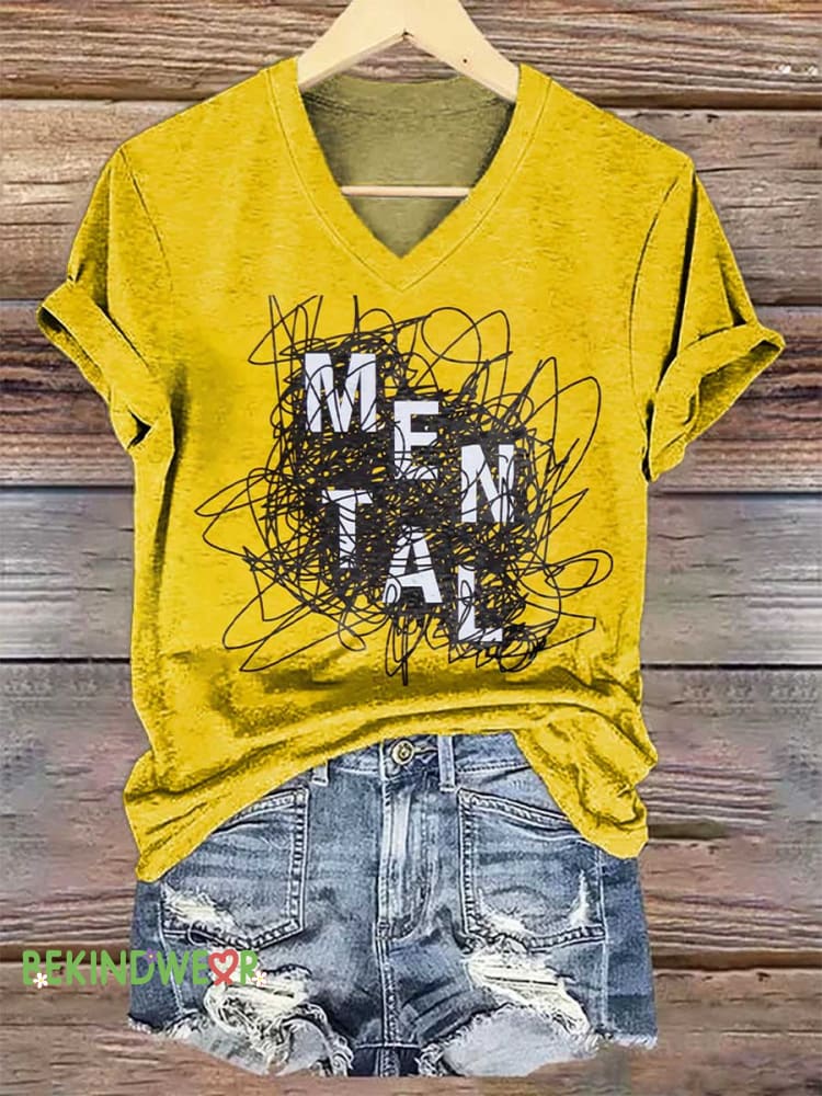 Women&rsquo;s Mental Health Awareness V-neck Casual T-Shirt Multicolor / S
