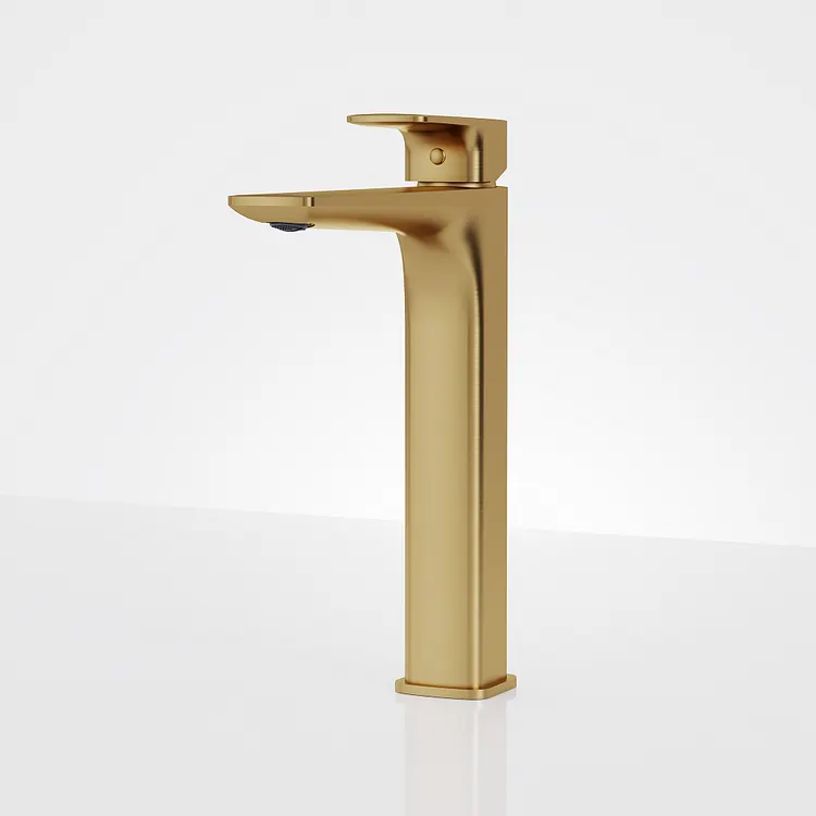 EVERSTEIN Tall Single Handle Vessel Bathroom Faucet with Pop-Up Drain Brushed Gold