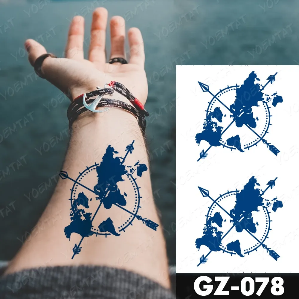 Juice Lasting Waterproof Temporary Tattoo Sticker Rose Butterfly Moon Sun Diamond Heartbeat Wave Flash Fake Tattoos Ink Body Art