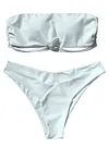 ZAFUL 2018 Women Bandeau Padded Bikini Set Sexy Low Waist Solid Color Strapless Swimsuit Swim Bathing Suit Brazilian Swimwear