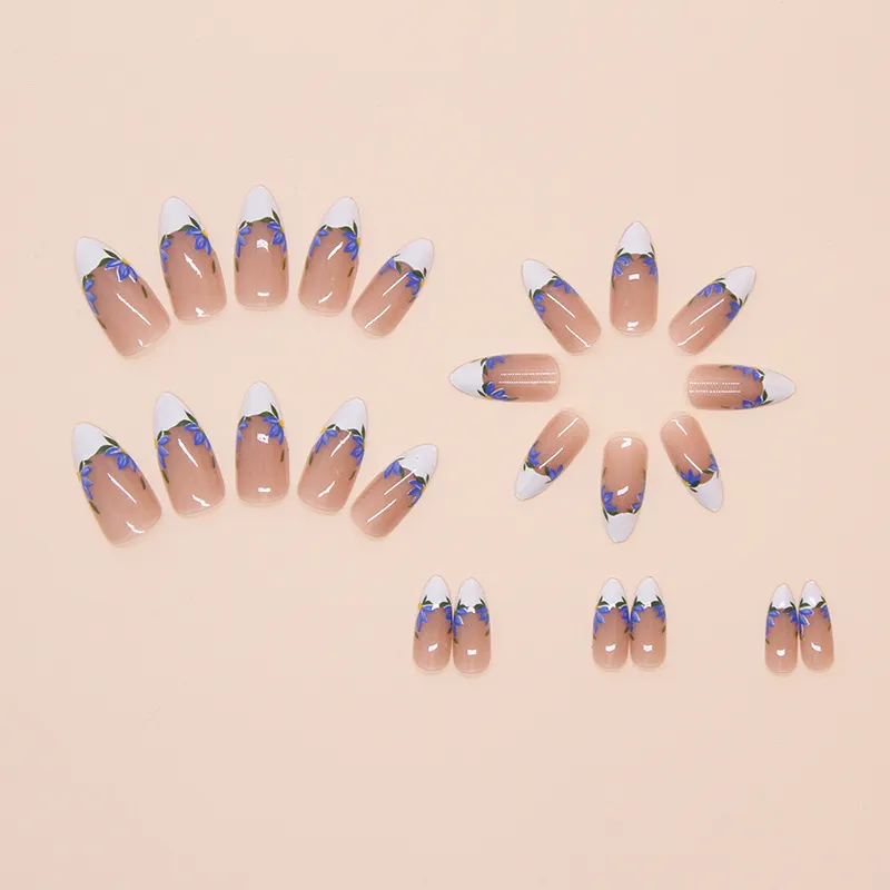 Churchf Churchf Wear Fake Nail Removable Nail Piece Simple Iris Nail Patch 24 Pieces