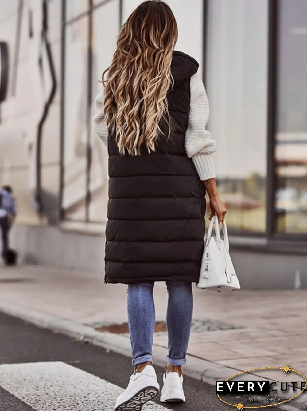 New Women's Fashion Thicken Winter Warm Hooded Sleeves Coat Casual Vest Plus Size S-5XL