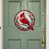 (Upgrade Size)DIY Diamond Painting Art Double Sided Effect Pendant Colorful Stained Glass Hanging Ornament Kit(Cardinal)