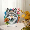 (US Local)DIY Double Sided Effect Special Shaped Flower Wolf DIY Double Sided Effect Diamond Painting Desktop Decorations Kit