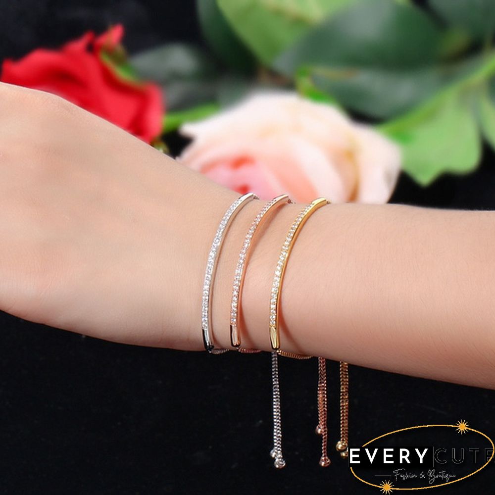 Luxury Women's Fashion Jewelry Accessories 925 Sterling Silver & Rose Gold & Gold Bracelets White sapphire Adjustable Chain Bracelet for Women Charm Anniversary Gift