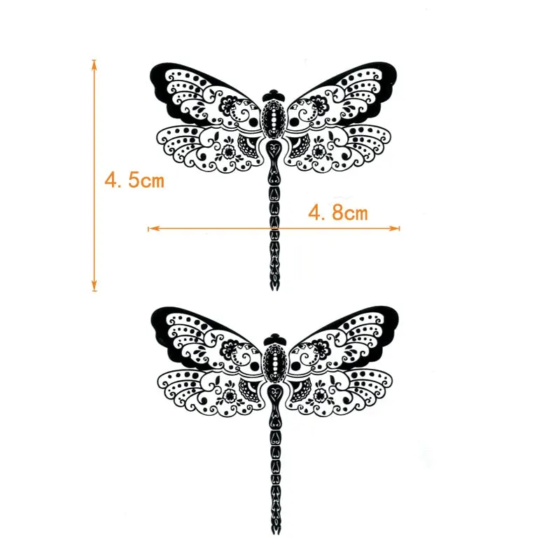 Dragonfly Waterproof Temporary Tattoos stickers Tatouage Temporaire Flying Animals Fake Tattoo Body Flash Tattoo Henna Tatoos