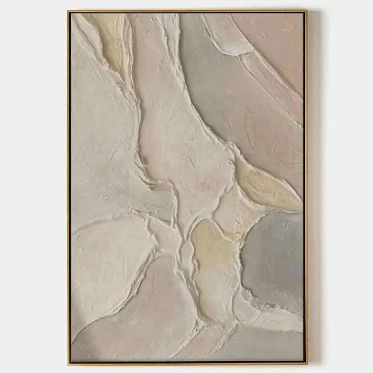 SERENE TEXTURES: Textured Abstract Painting, Neutral Beige Wall Art, Vertical Canvas, Minimalist Decor（Canvas painting）