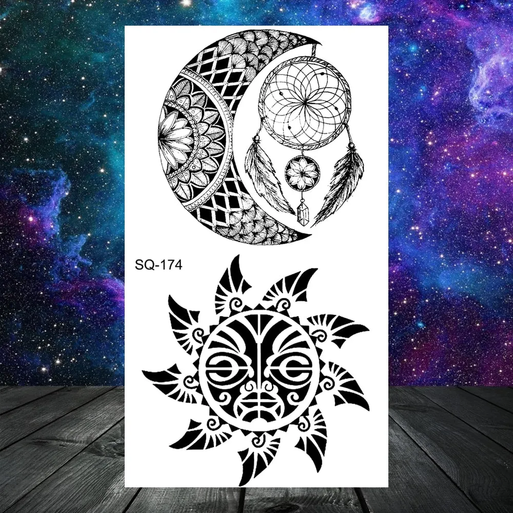 Elephant Lotus Butterfly Henna Temporary Tattoos For Women Adult Men Lion Dragon Flower Dragon Fake Tattoo Neck Arm Small Tatoos